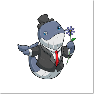 Whale Wedding Groom Flower Posters and Art